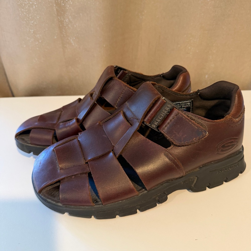 Skechers Mens Brown Leather Fisherman Sandals Huarache Shoes Size 6.5 39 CFWN